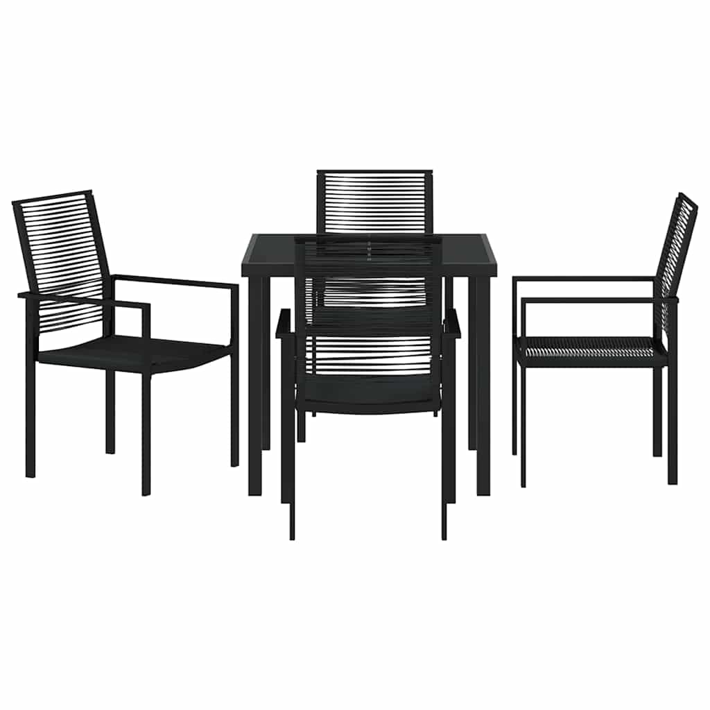 Garden Dining Set 5 pcs Black Powder-Coated Steel