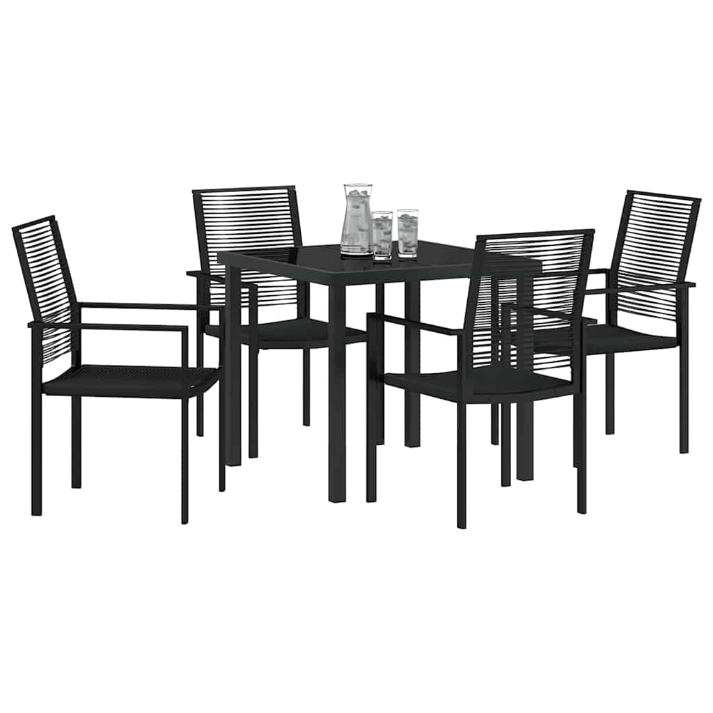 Garden Dining Set 5 pcs Black Powder-Coated Steel