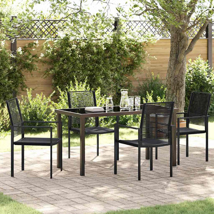 Garden Dining Set 5 pcs Black Powder-Coated Steel
