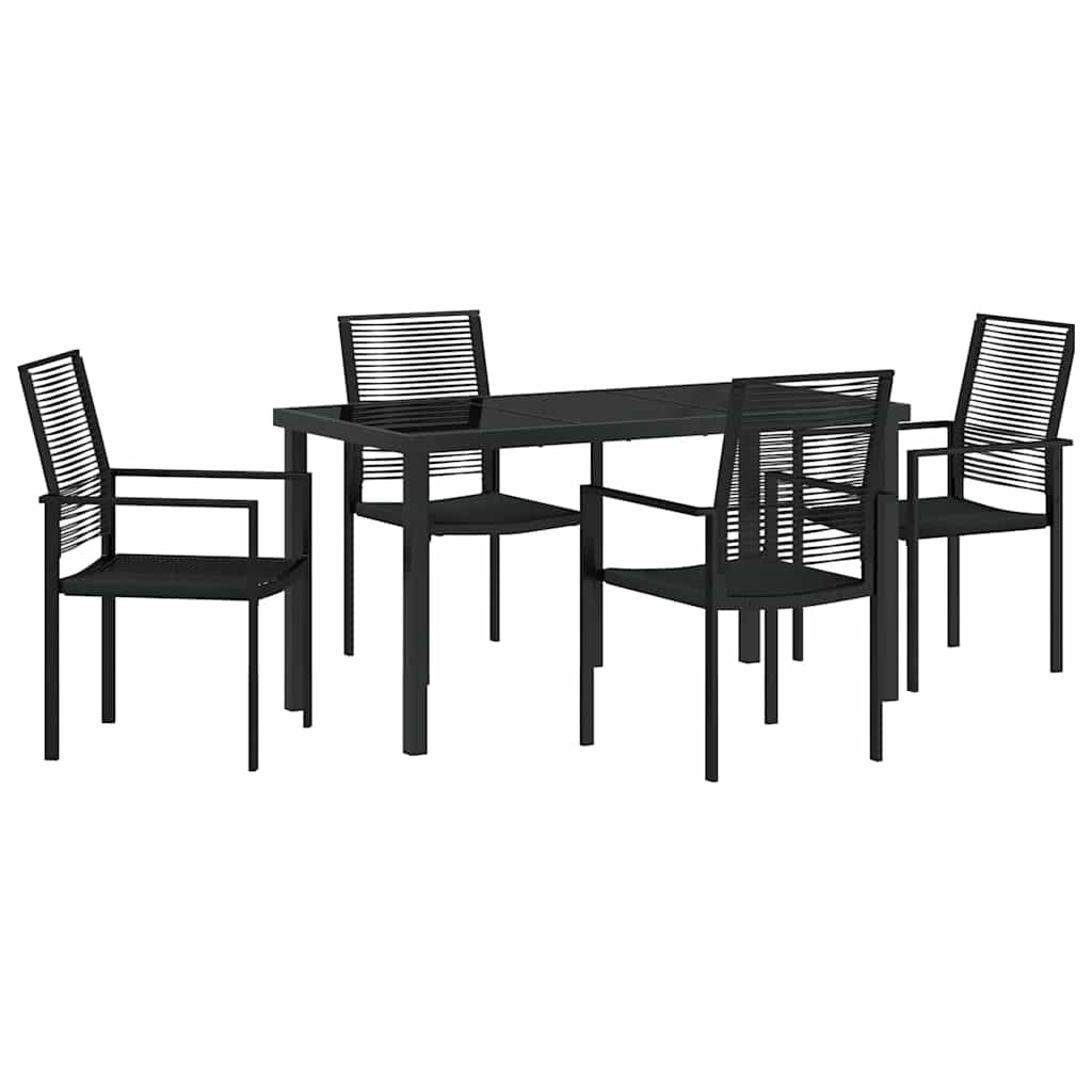 Garden Dining Set 5 pcs Black Powder-Coated Steel