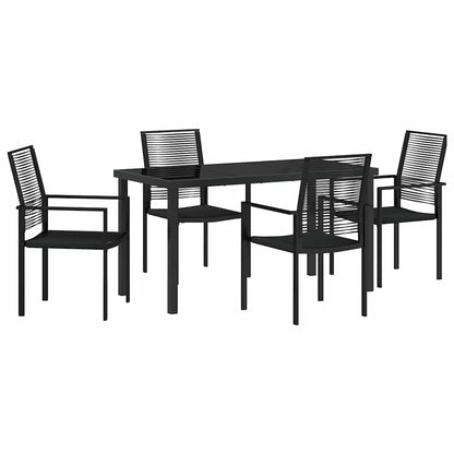 Garden Dining Set 5 pcs Black Powder-Coated Steel