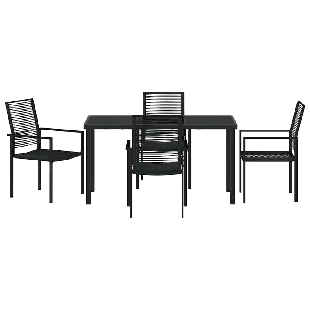 Garden Dining Set 5 pcs Black Powder-Coated Steel