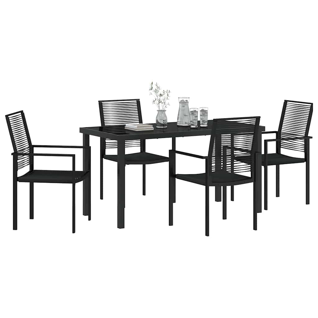 Garden Dining Set 5 pcs Black Powder-Coated Steel