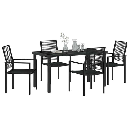 Garden Dining Set 5 pcs Black Powder-Coated Steel