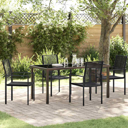 Garden Dining Set 5 pcs Black Powder-Coated Steel