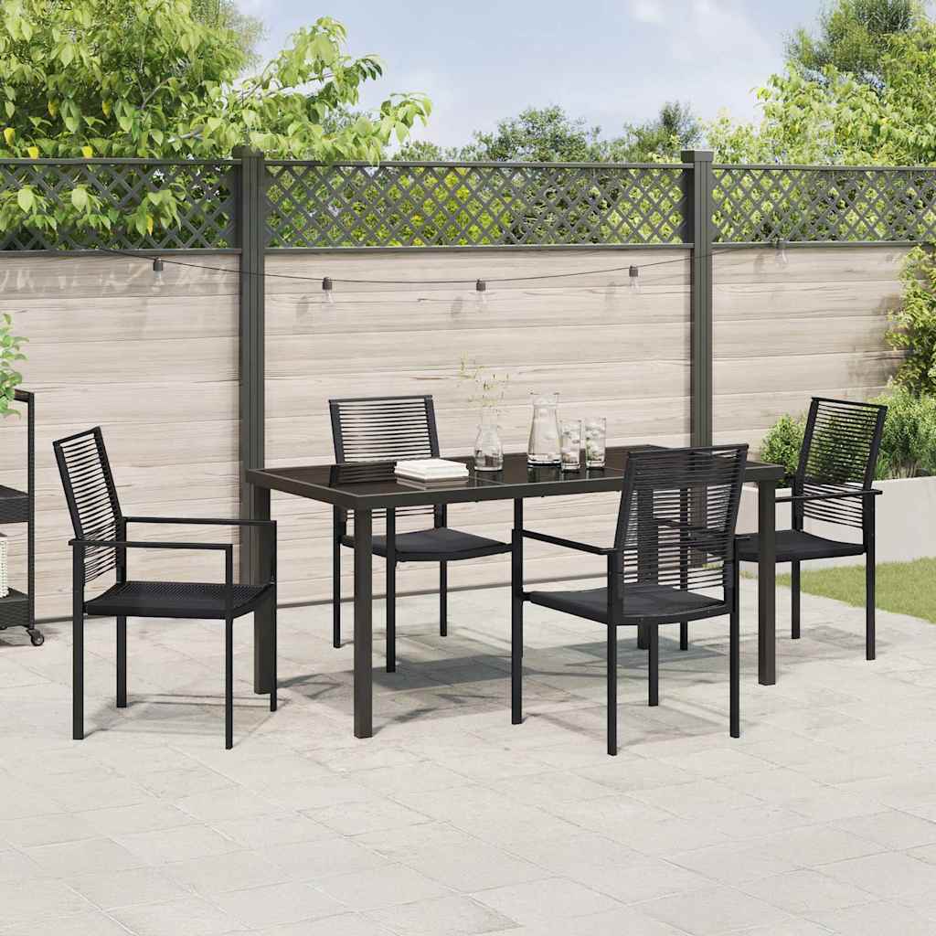 Garden Dining Set 5 pcs Black Powder-Coated Steel