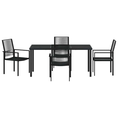 Garden Dining Set 5 pcs Black Powder-Coated Steel