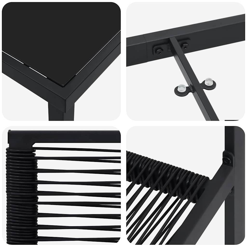 Garden Dining Set 7 pcs Black Powder-Coated Steel