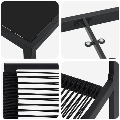 Garden Dining Set 7 pcs Black Powder-Coated Steel