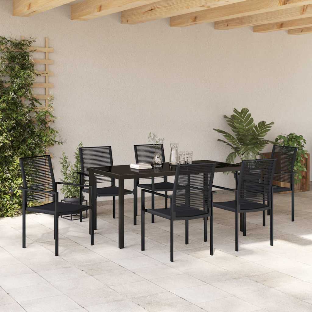 Garden Dining Set 7 pcs Black Powder-Coated Steel