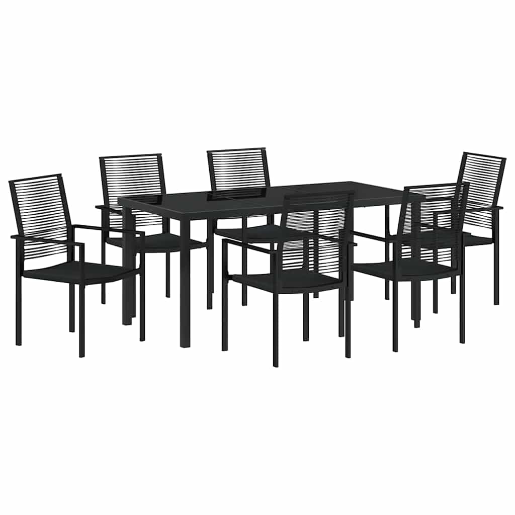 Garden Dining Set 7 pcs Black Powder-Coated Steel