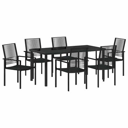 Garden Dining Set 7 pcs Black Powder-Coated Steel