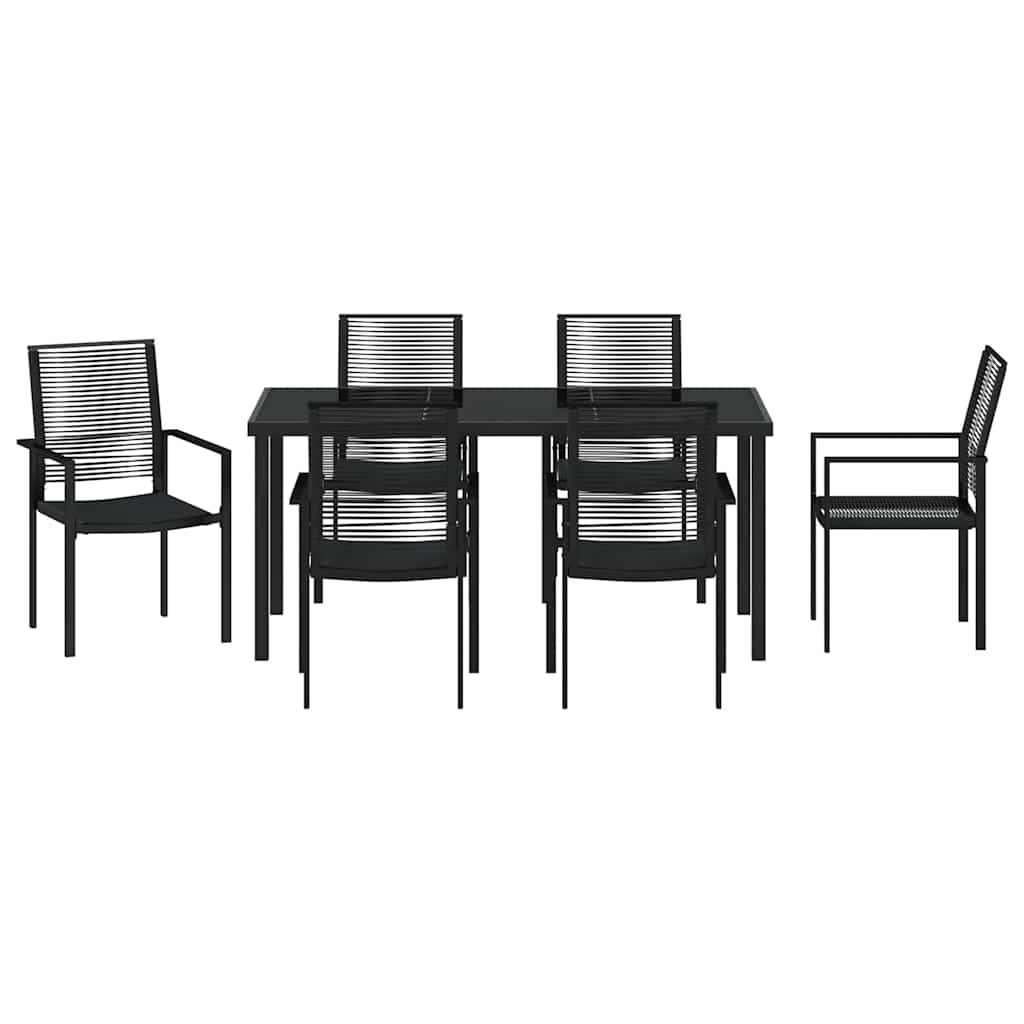 Garden Dining Set 7 pcs Black Powder-Coated Steel
