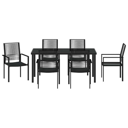Garden Dining Set 7 pcs Black Powder-Coated Steel