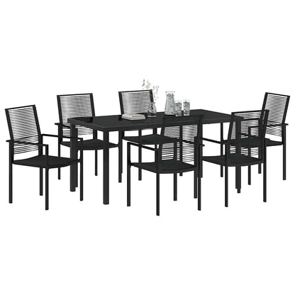 Garden Dining Set 7 pcs Black Powder-Coated Steel