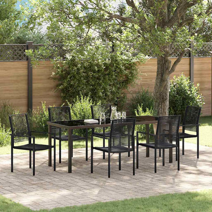 Garden Dining Set 7 pcs Black Powder-Coated Steel