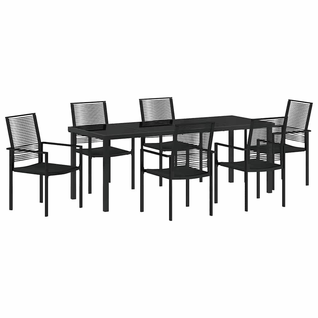 Garden Dining Set 7 pcs Black Powder-Coated Steel
