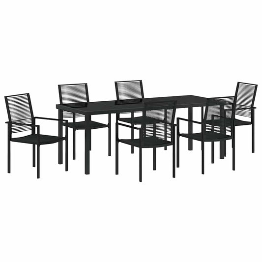 Garden Dining Set 7 pcs Black Powder-Coated Steel