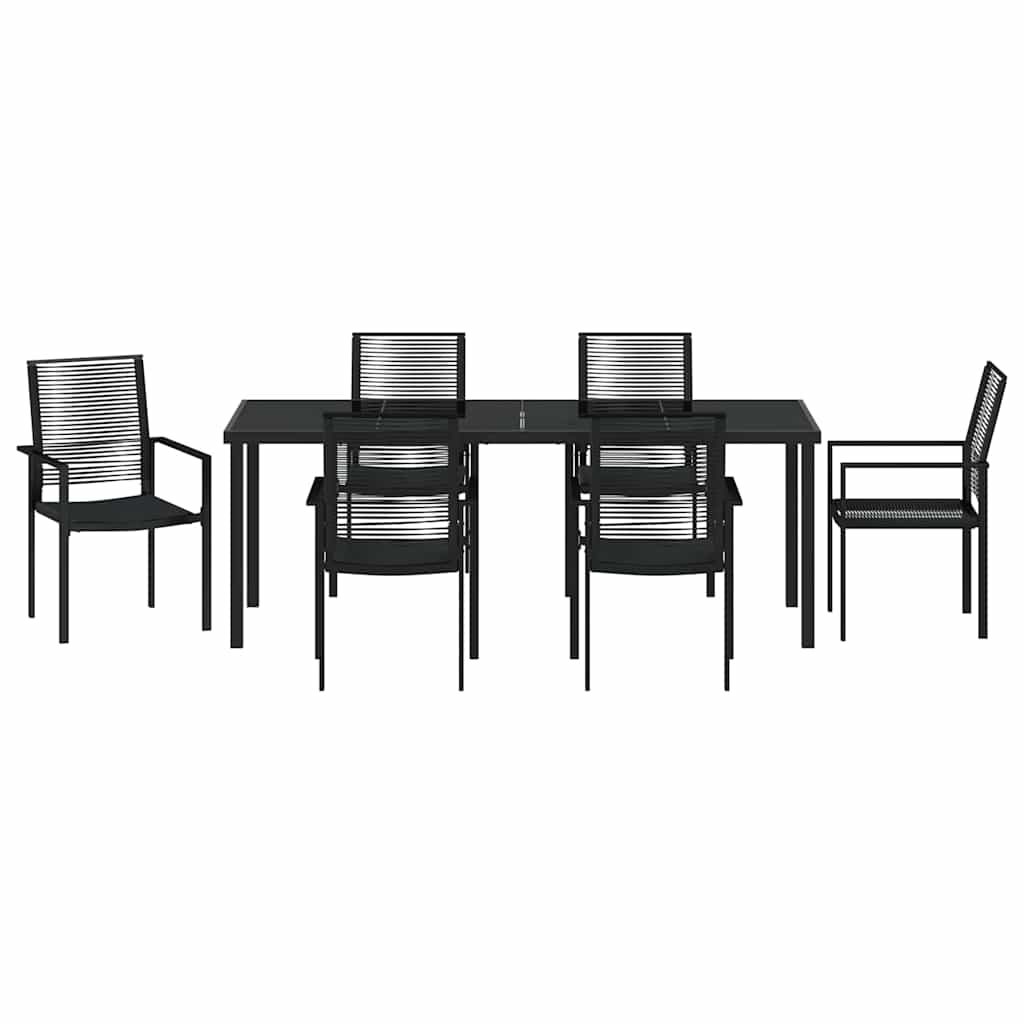 Garden Dining Set 7 pcs Black Powder-Coated Steel