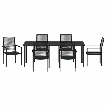 Garden Dining Set 7 pcs Black Powder-Coated Steel