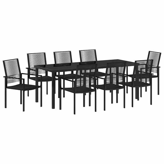 Garden Dining Set 9 pcs Black Powder-Coated Steel