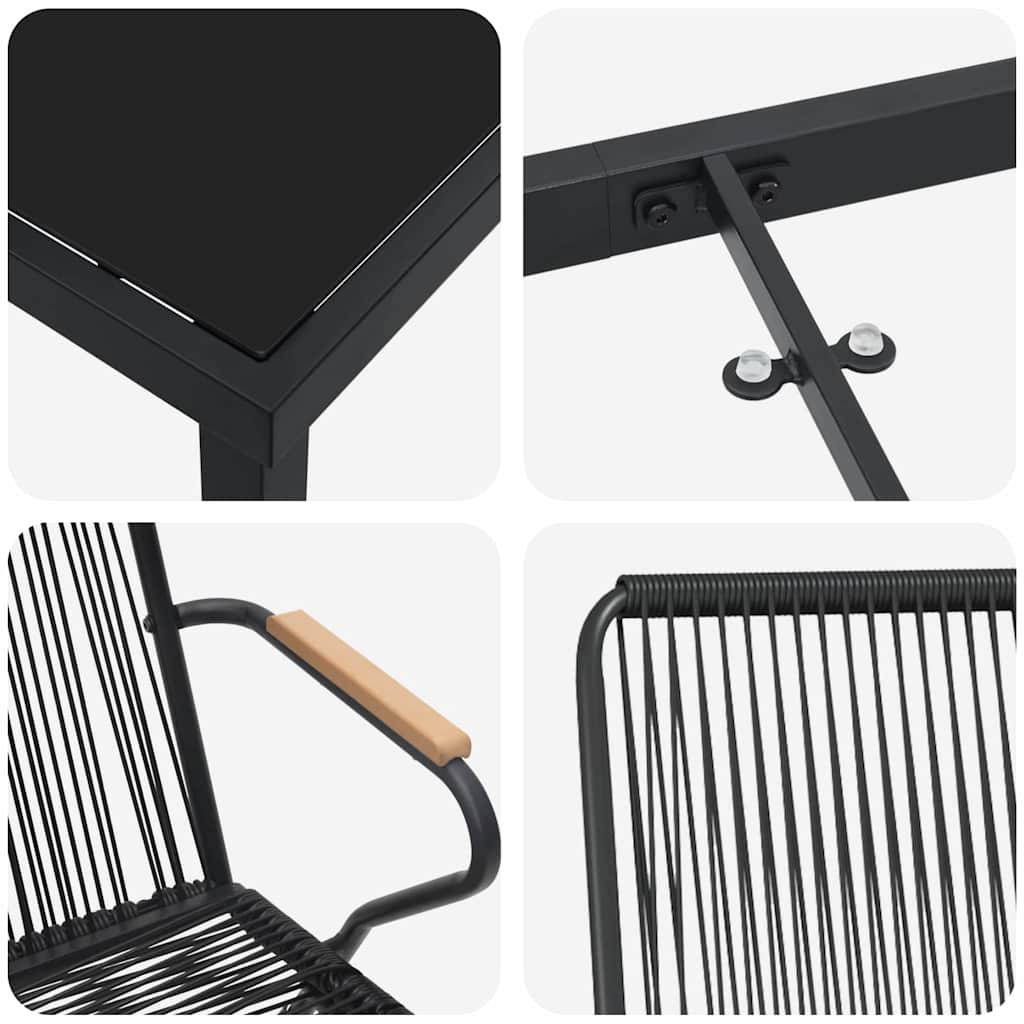Garden Dining Set 3 pcs Black Powder-Coated Steel