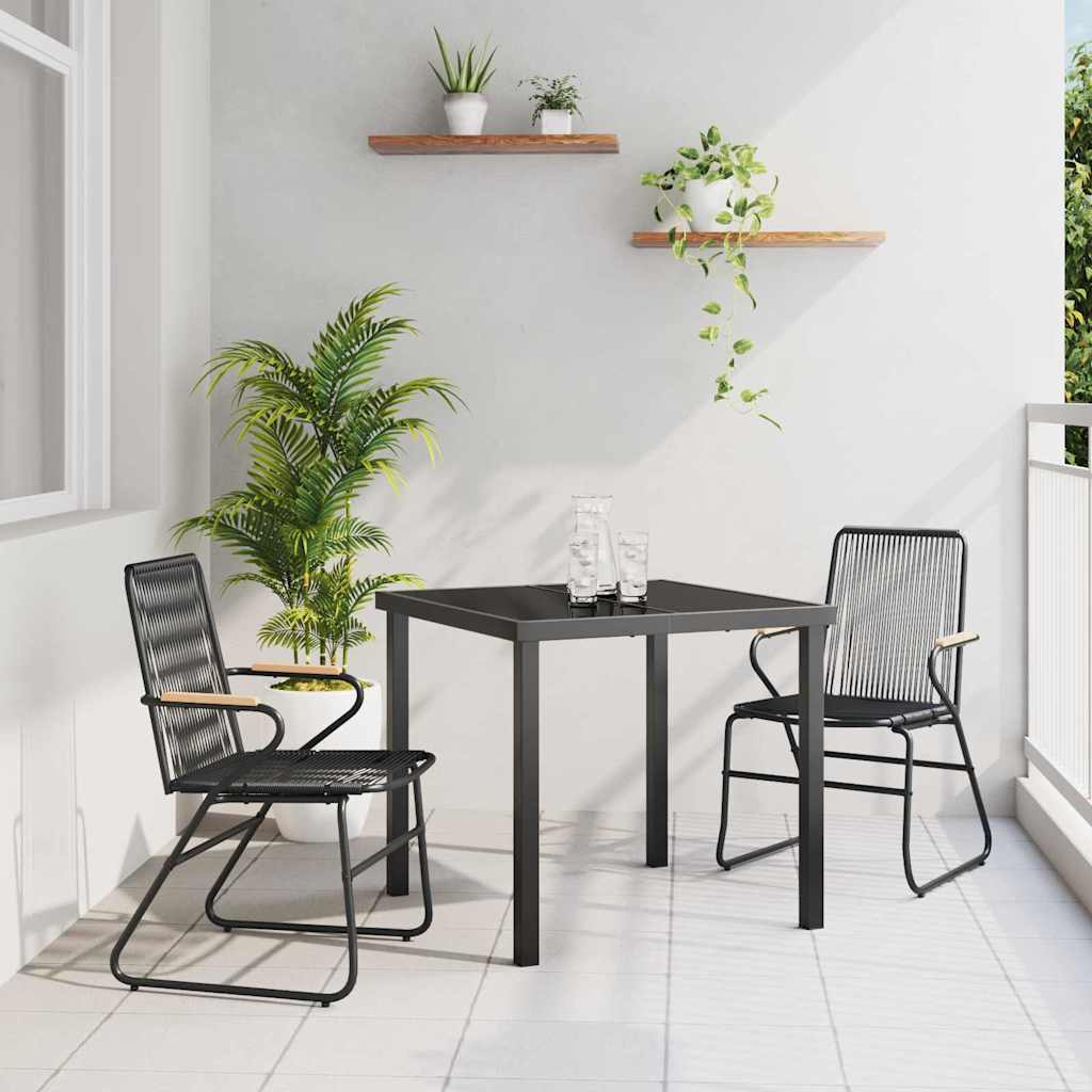 Garden Dining Set 3 pcs Black Powder-Coated Steel