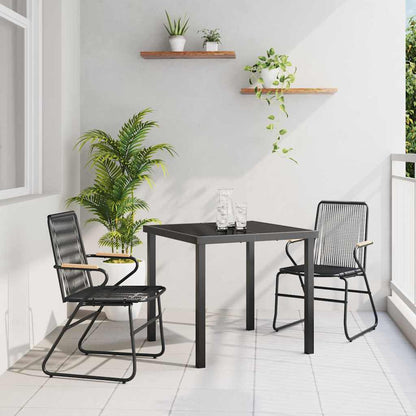 Garden Dining Set 3 pcs Black Powder-Coated Steel