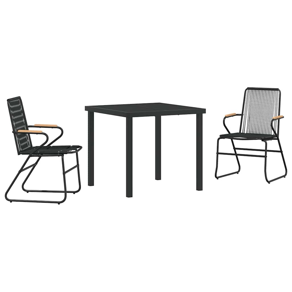 Garden Dining Set 3 pcs Black Powder-Coated Steel