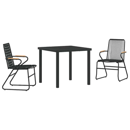 Garden Dining Set 3 pcs Black Powder-Coated Steel
