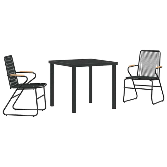 Garden Dining Set 3 pcs Black Powder-Coated Steel