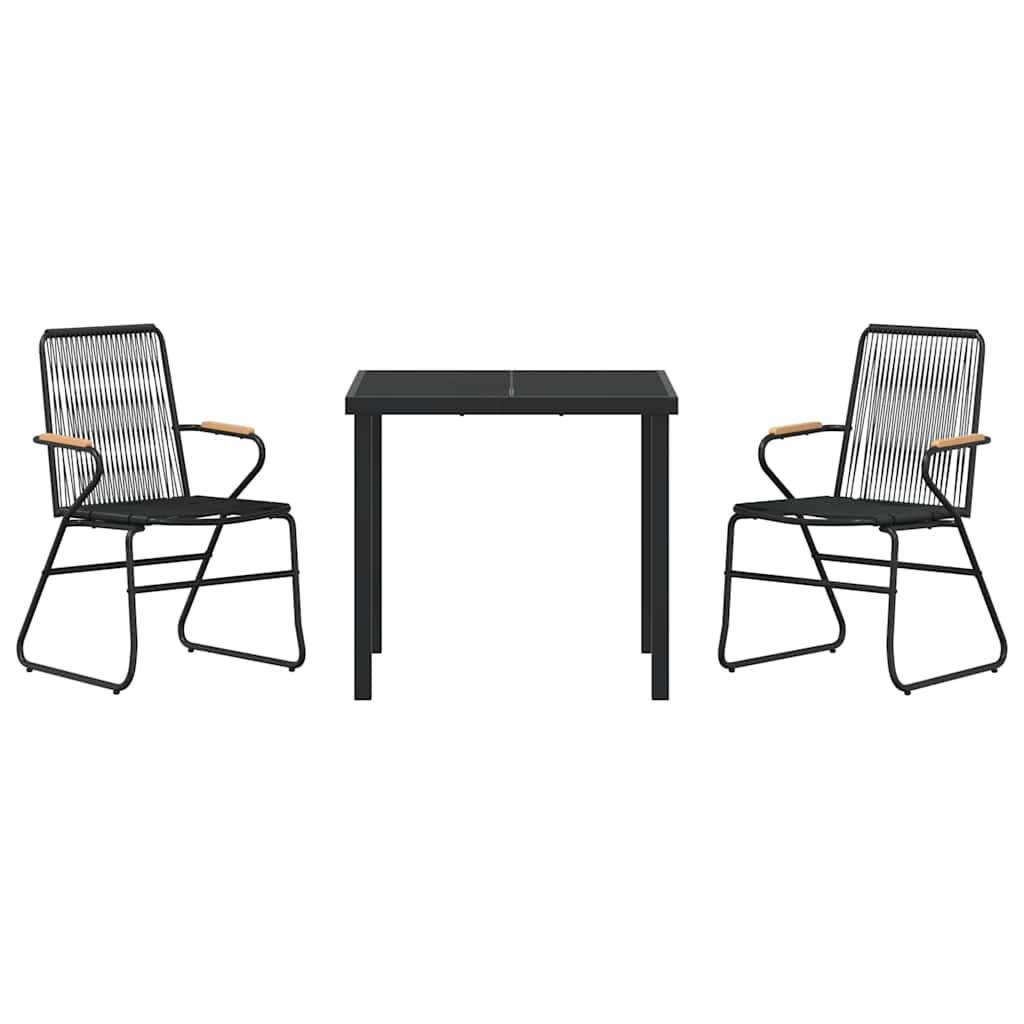 Garden Dining Set 3 pcs Black Powder-Coated Steel