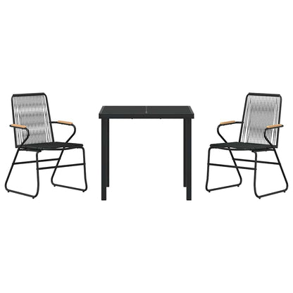 Garden Dining Set 3 pcs Black Powder-Coated Steel