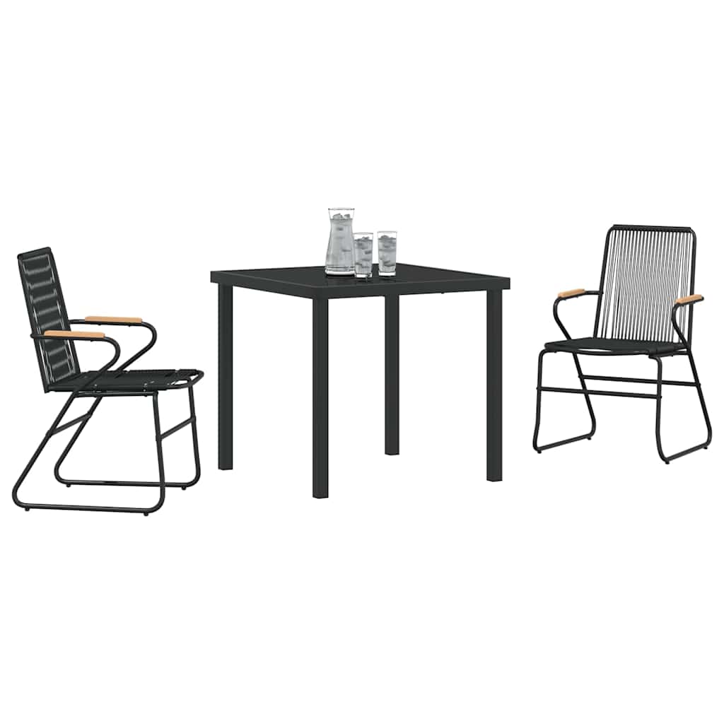 Garden Dining Set 3 pcs Black Powder-Coated Steel