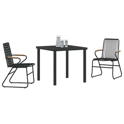 Garden Dining Set 3 pcs Black Powder-Coated Steel