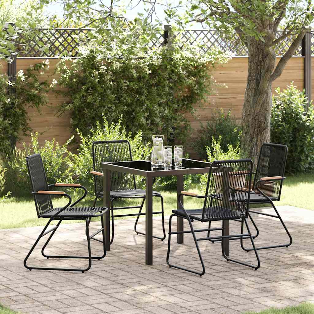 Garden Dining Set 5 pcs Black Powder-Coated Steel