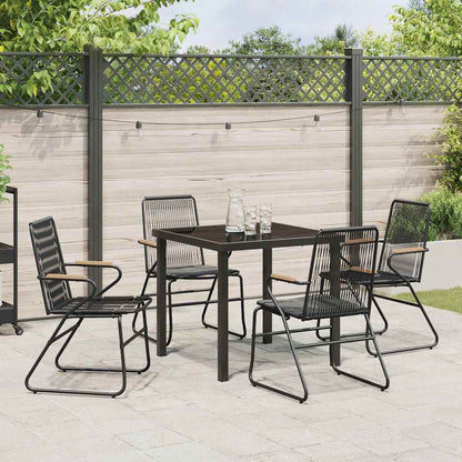 Garden Dining Set 5 pcs Black Powder-Coated Steel