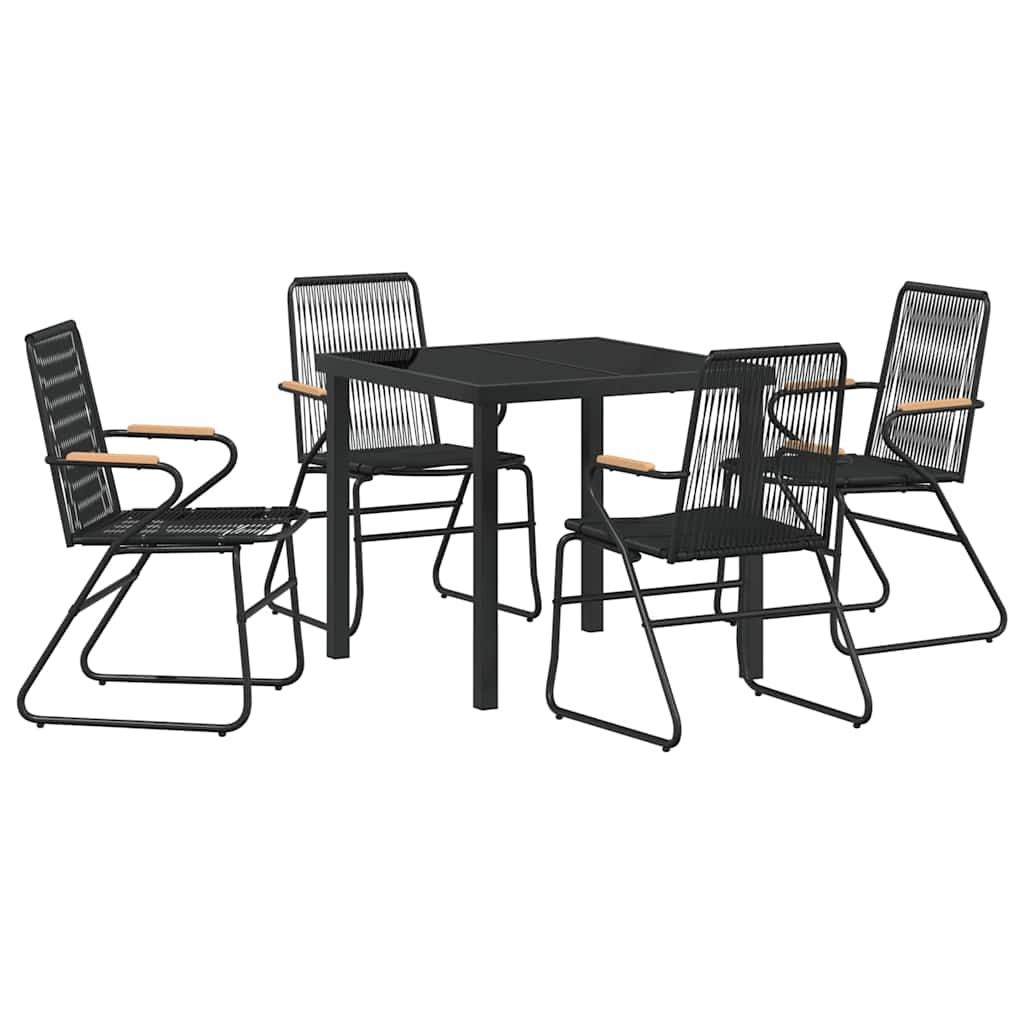 Garden Dining Set 5 pcs Black Powder-Coated Steel