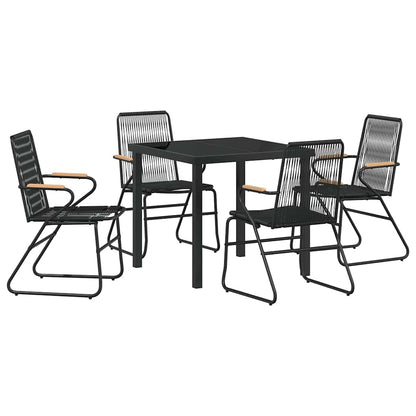 Garden Dining Set 5 pcs Black Powder-Coated Steel