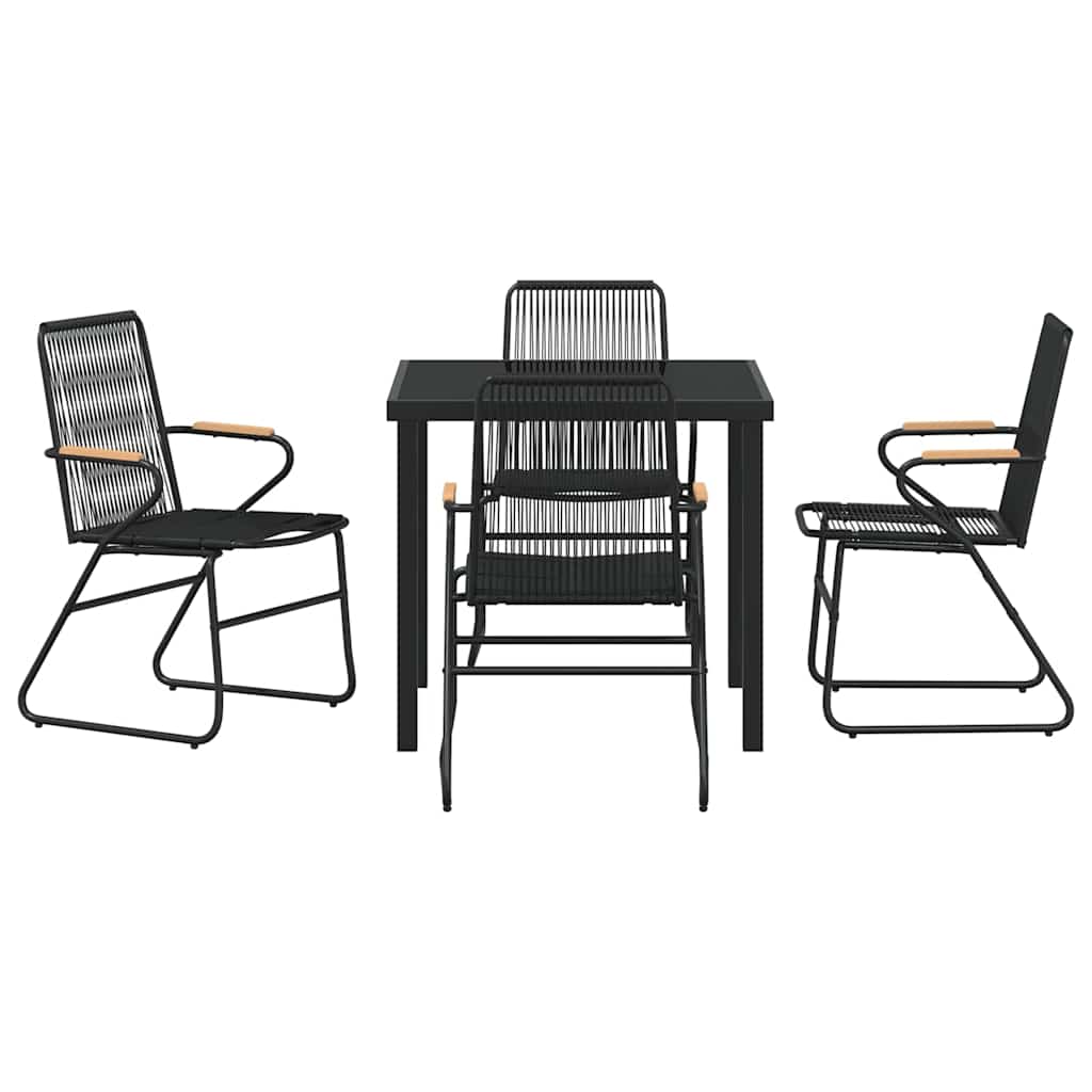 Garden Dining Set 5 pcs Black Powder-Coated Steel