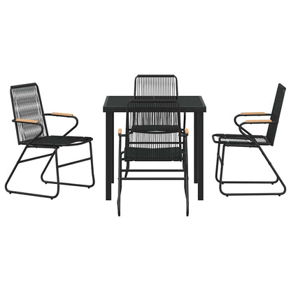 Garden Dining Set 5 pcs Black Powder-Coated Steel