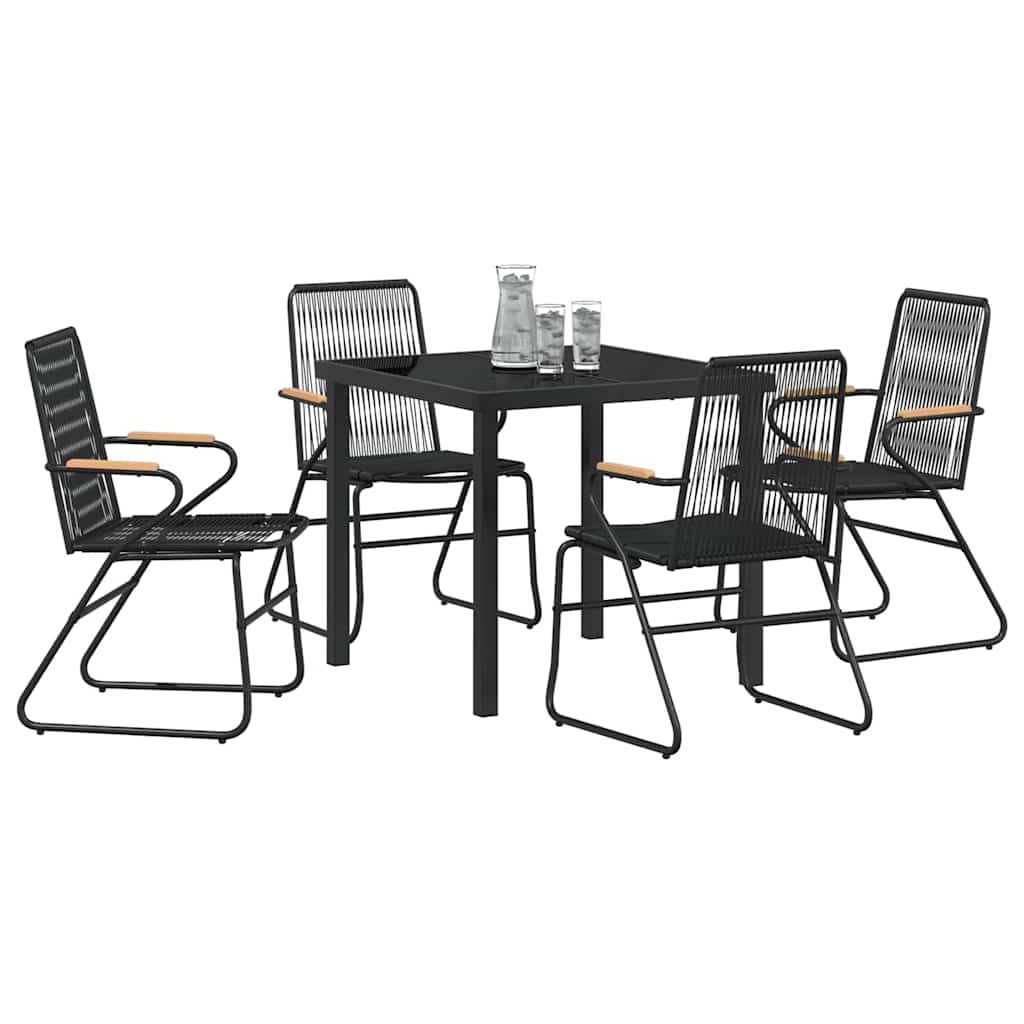 Garden Dining Set 5 pcs Black Powder-Coated Steel