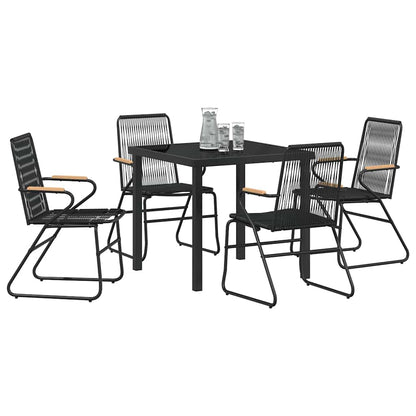 Garden Dining Set 5 pcs Black Powder-Coated Steel
