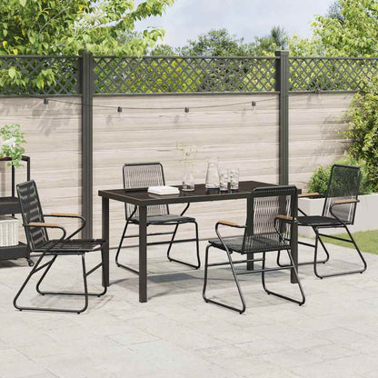Garden Dining Set 5 pcs Black Powder-Coated Steel
