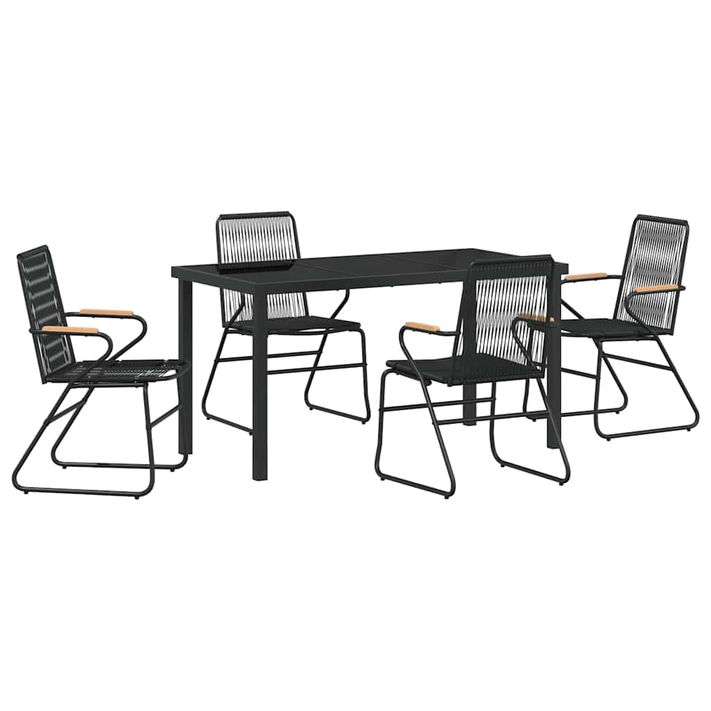 Garden Dining Set 5 pcs Black Powder-Coated Steel