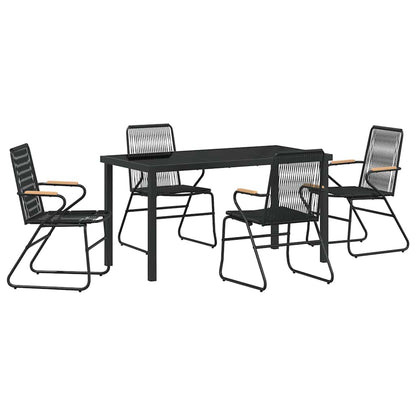 Garden Dining Set 5 pcs Black Powder-Coated Steel