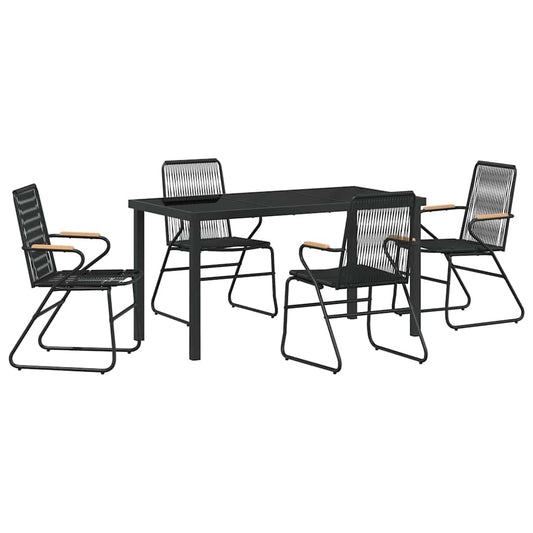 Garden Dining Set 5 pcs Black Powder-Coated Steel
