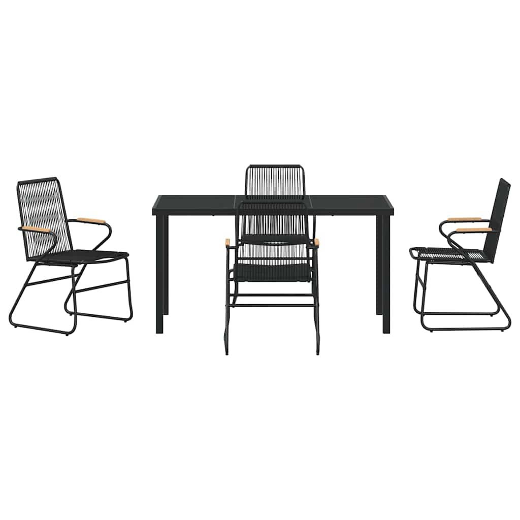 Garden Dining Set 5 pcs Black Powder-Coated Steel