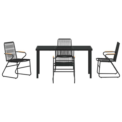 Garden Dining Set 5 pcs Black Powder-Coated Steel