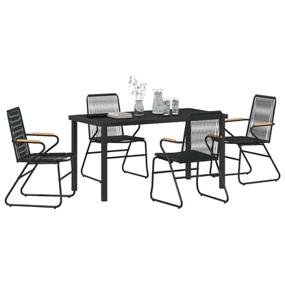 Garden Dining Set 5 pcs Black Powder-Coated Steel